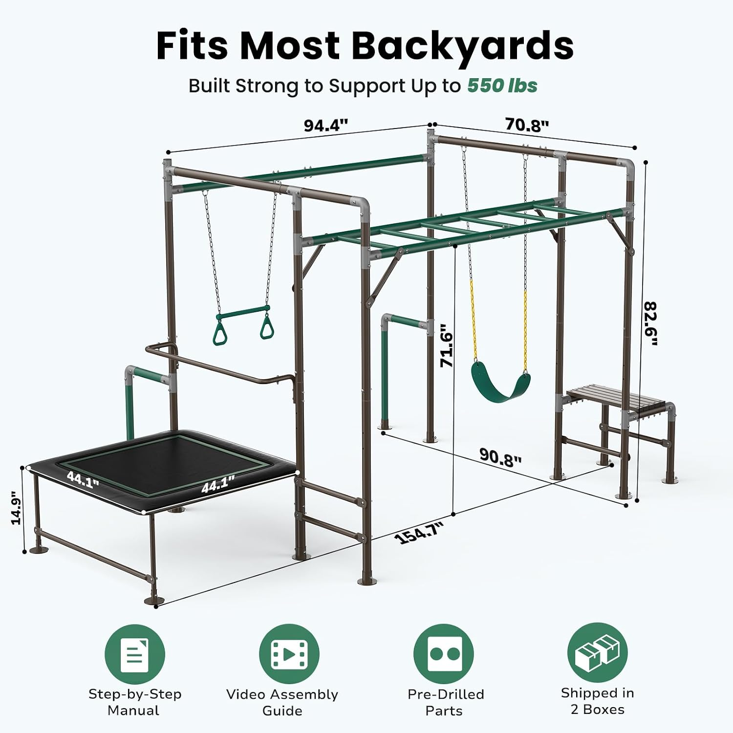 Kids Outdoor Monkey Bars - Çocuklar için Açık Hava Oyun Parkı,