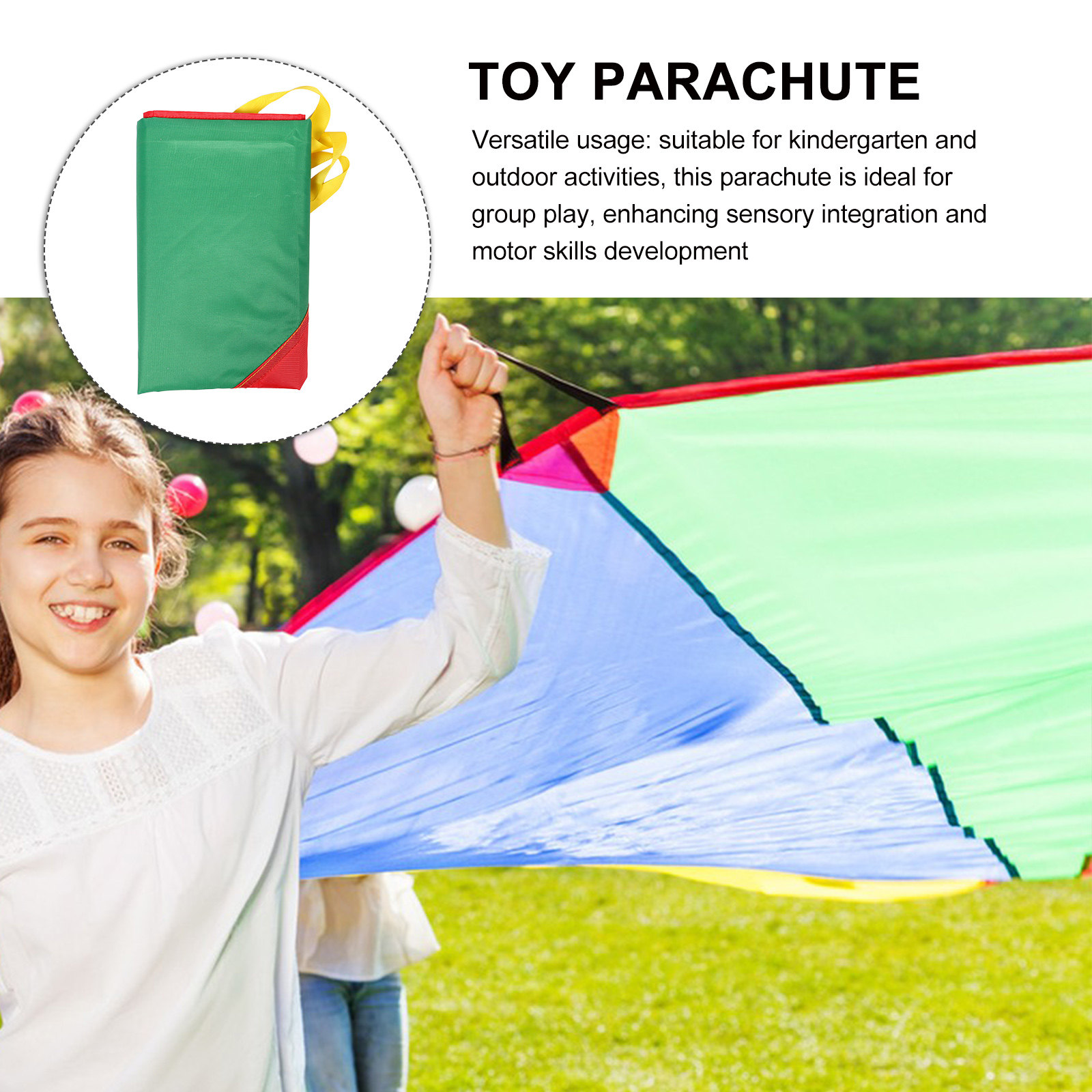 Kids Outdoor Play - Renkli Gökkuşağı Paraşütü Çocuklar İçin Anaokulu