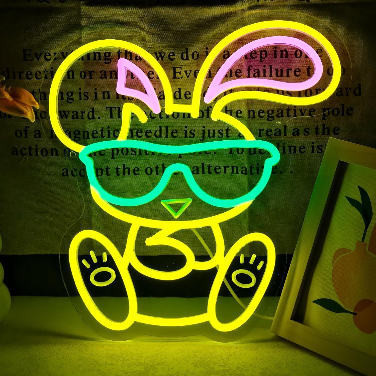 Kids Outdoor Easter Gifts - Gözlük Takan Sevimli Tavşan Neon Tabela