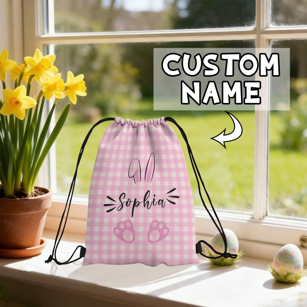 Kids Outdoor Easter Gifts - Kişiselleştirilmiş Paskalya Tavşanı İpli Sırt Çantası